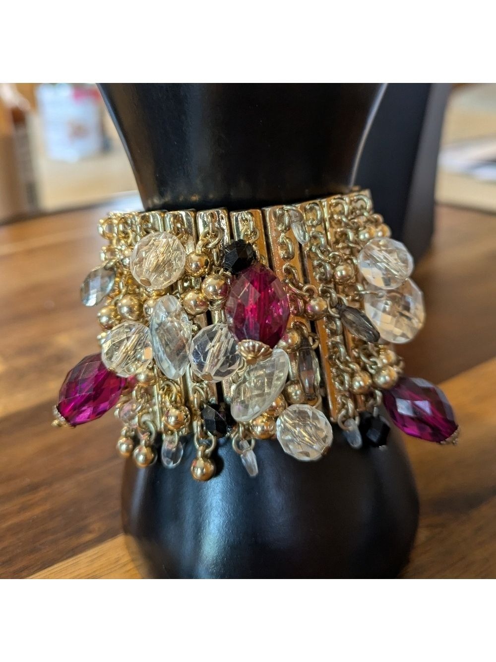 Statement Gold Yone Charms Beaded Bracelet, Stretch - Picture 2 of 8